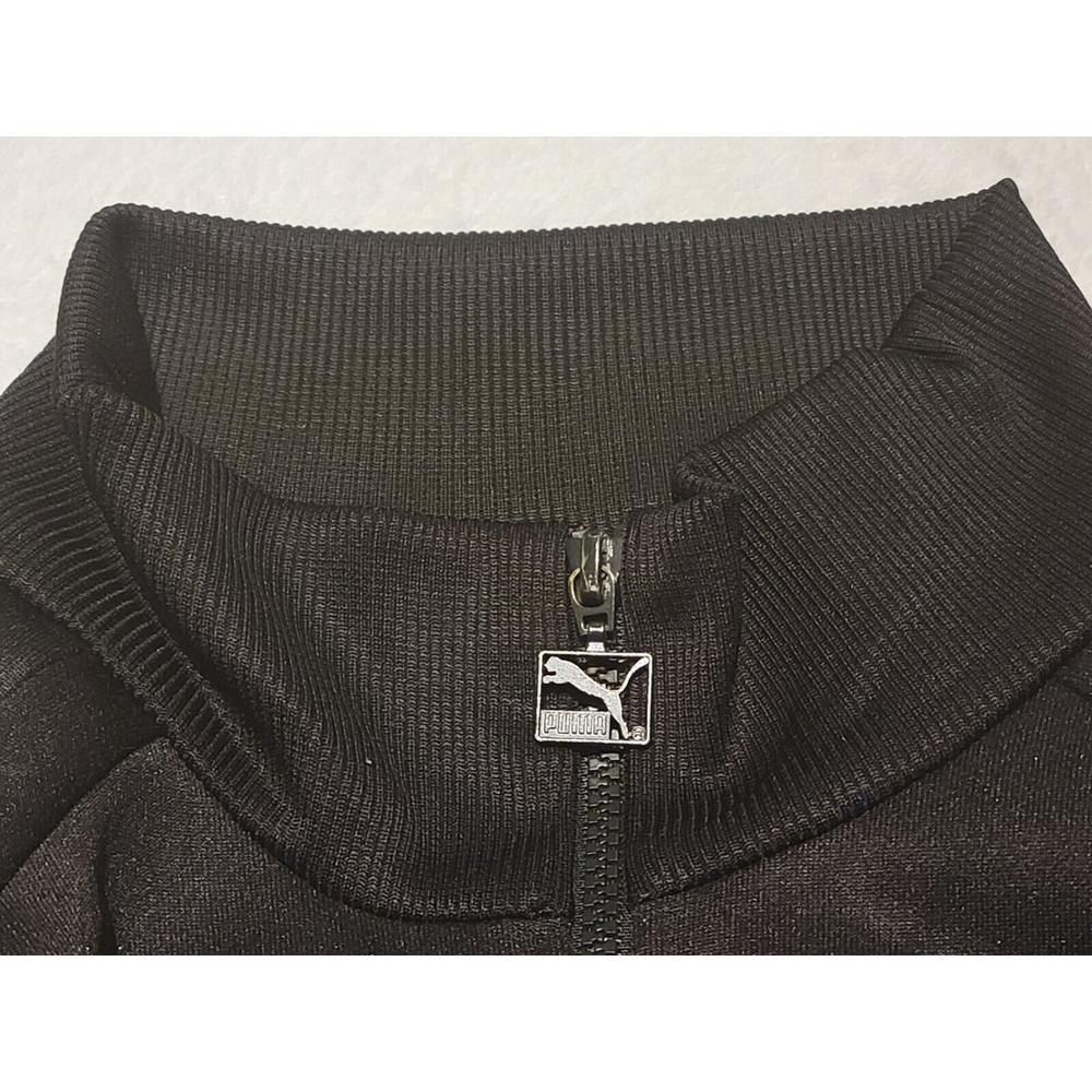 Puma T7 Black Track Jacket Full Zip Gold Foil Branding Front Zipper Pockets Rare - Picture 6 of 16
